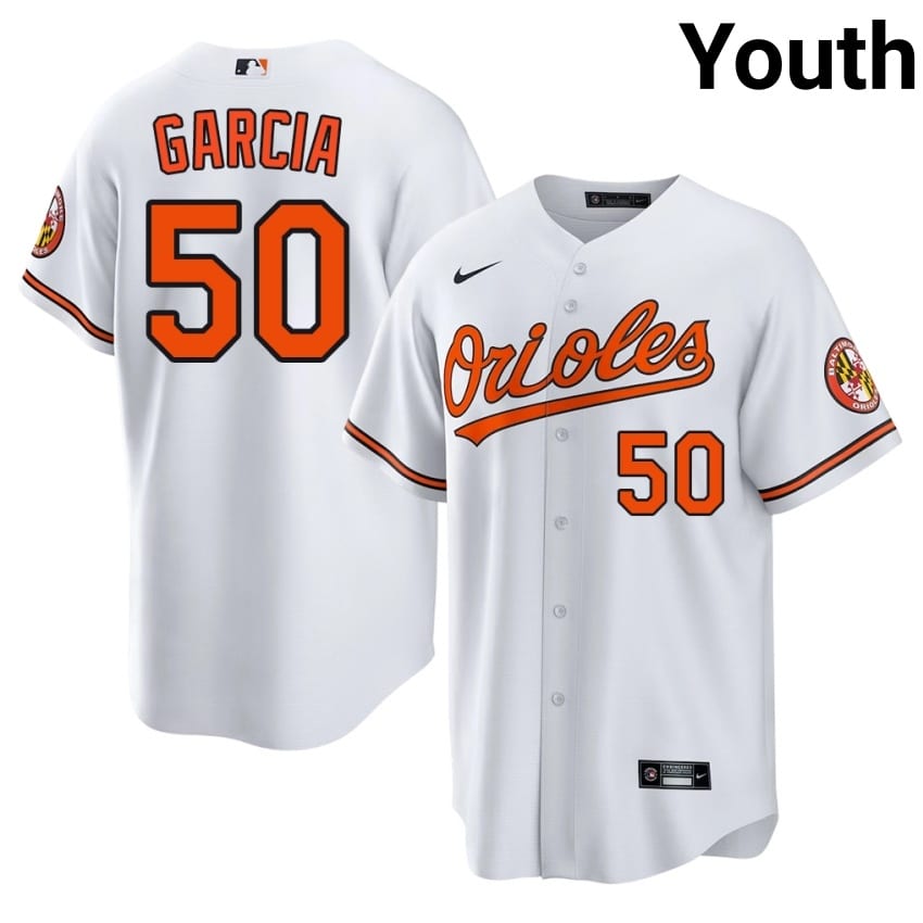 Orange Birds Rico Garcia White #50 Youth Official Jerseys 375909-250