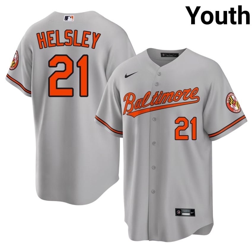 Birds Ryan Helsley Gray #21 Youth Embroidery Jersey 301018-189