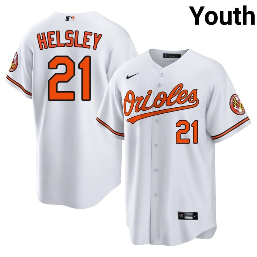 Baltimore Orioles Ryan Helsley White #21 Youth 2026 Jersey 765333-664