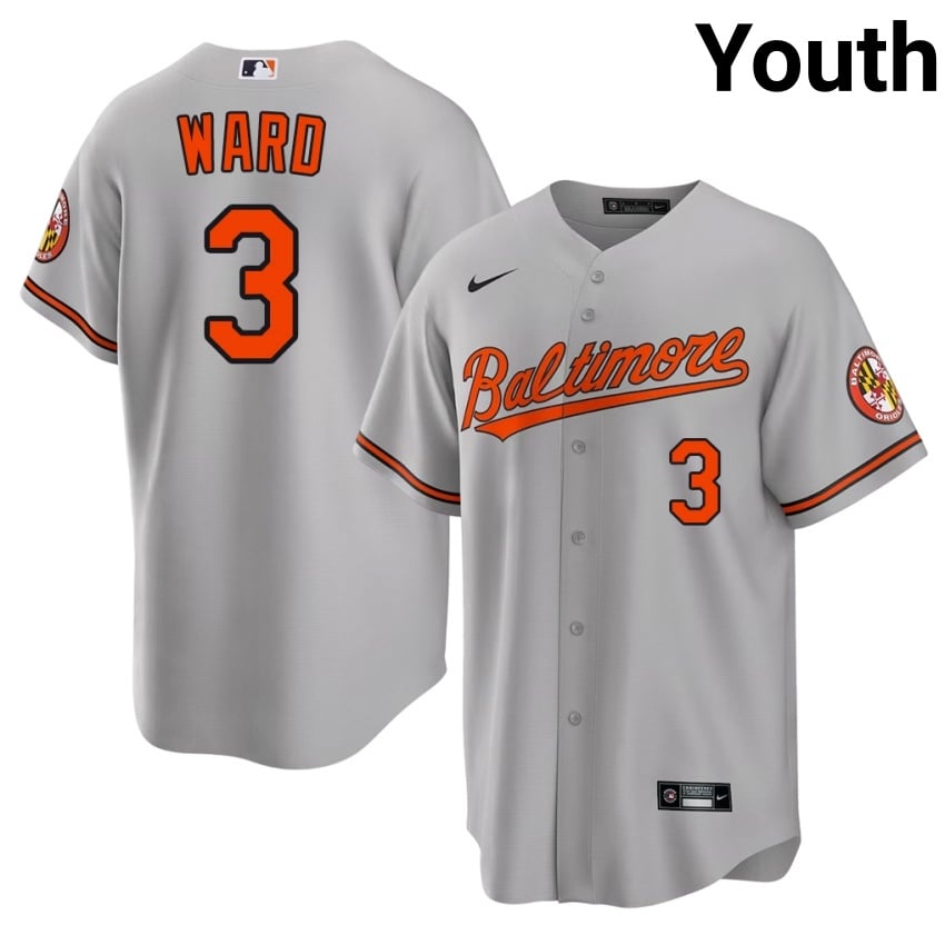 BAL Orioles Taylor Ward Gray #3 Youth Official Jerseys 979568-802