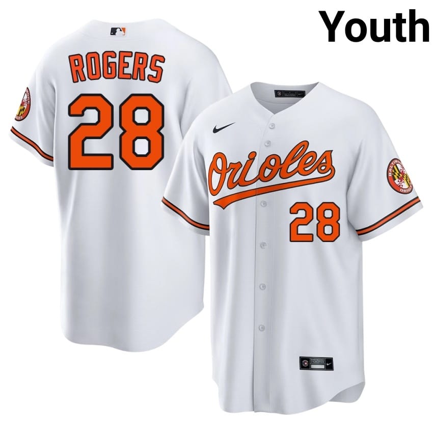 Baltimore O's Trevor Rogers White #28 Youth Player Jersey 166317-957