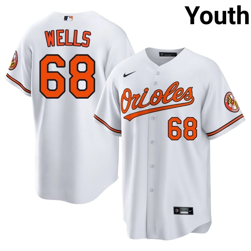 The Birds Tyler Wells White #68 Youth Official Jersey 235513-862