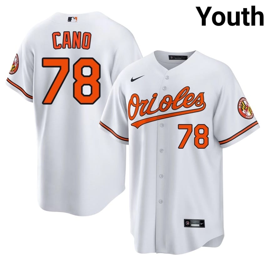 BAL O's Yennier Cano White #78 Youth Limited Jersey 434925-940