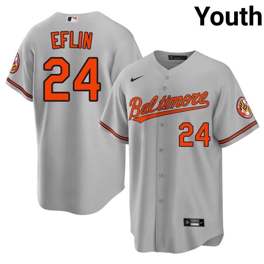 Baltimore Orioles Zach Eflin Gray #24 Youth MLB Jersey 636690-532