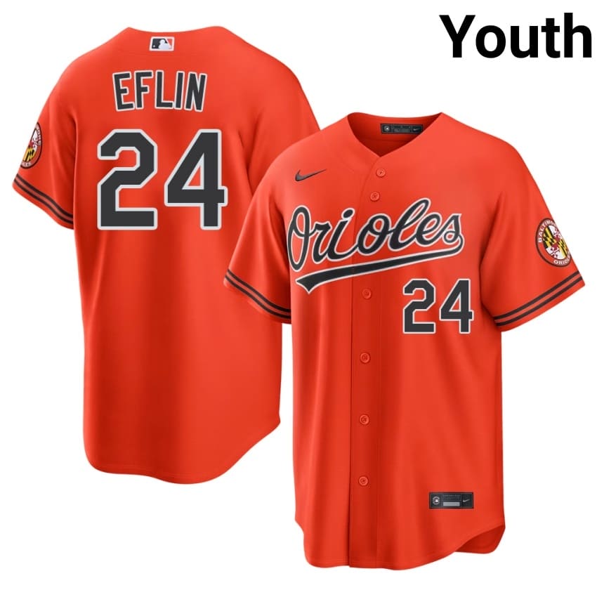 O's Zach Eflin Orange #24 Youth Authentic Jerseys 662787-865