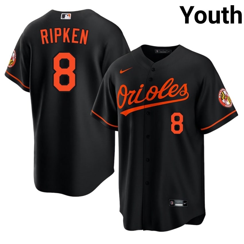 Baltimore O's Cal Ripken Jr. Black #8 Youth Player Jersey 763347-681