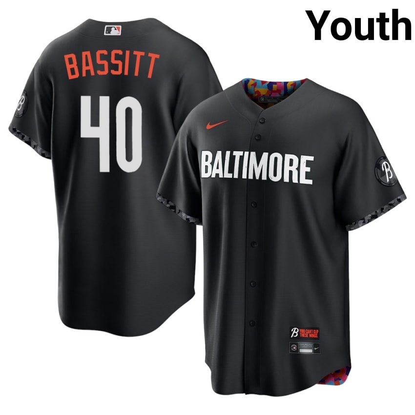 BAL O's Chris Bassitt Black City Connect #40 Youth New Jerseys 998734-638