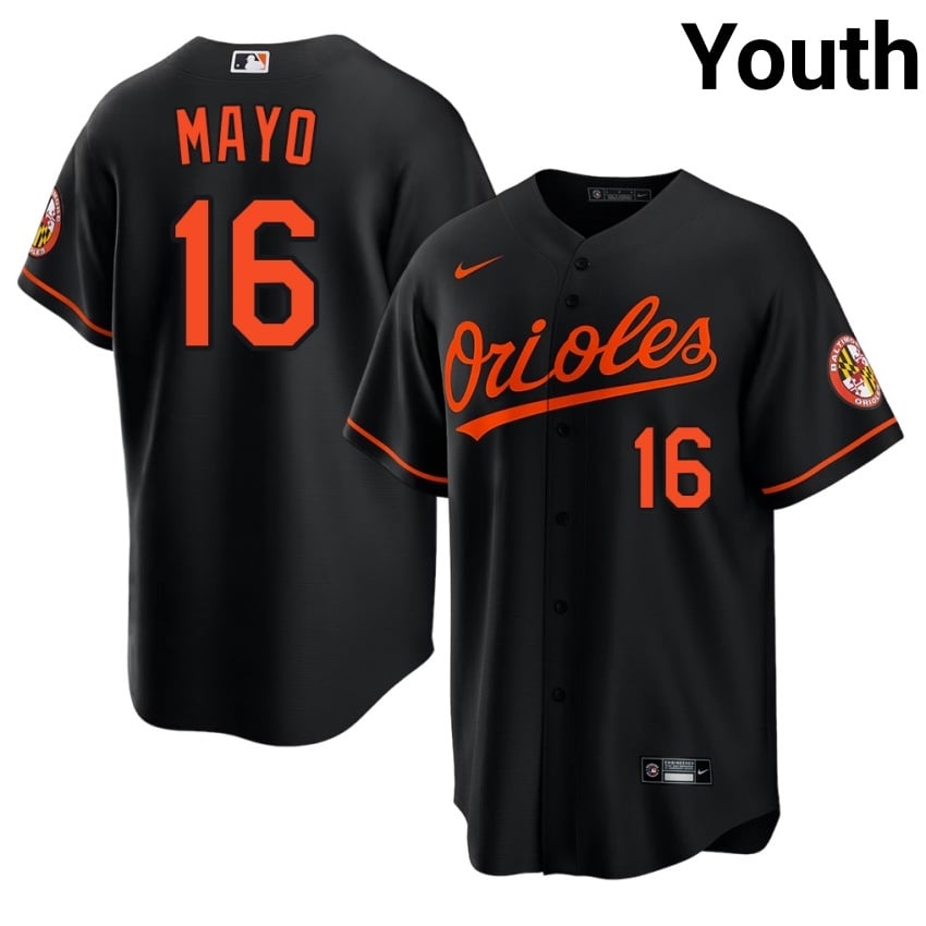 BAL Orioles Coby Mayo Black #16 Youth Authentic Jersey 547995-357