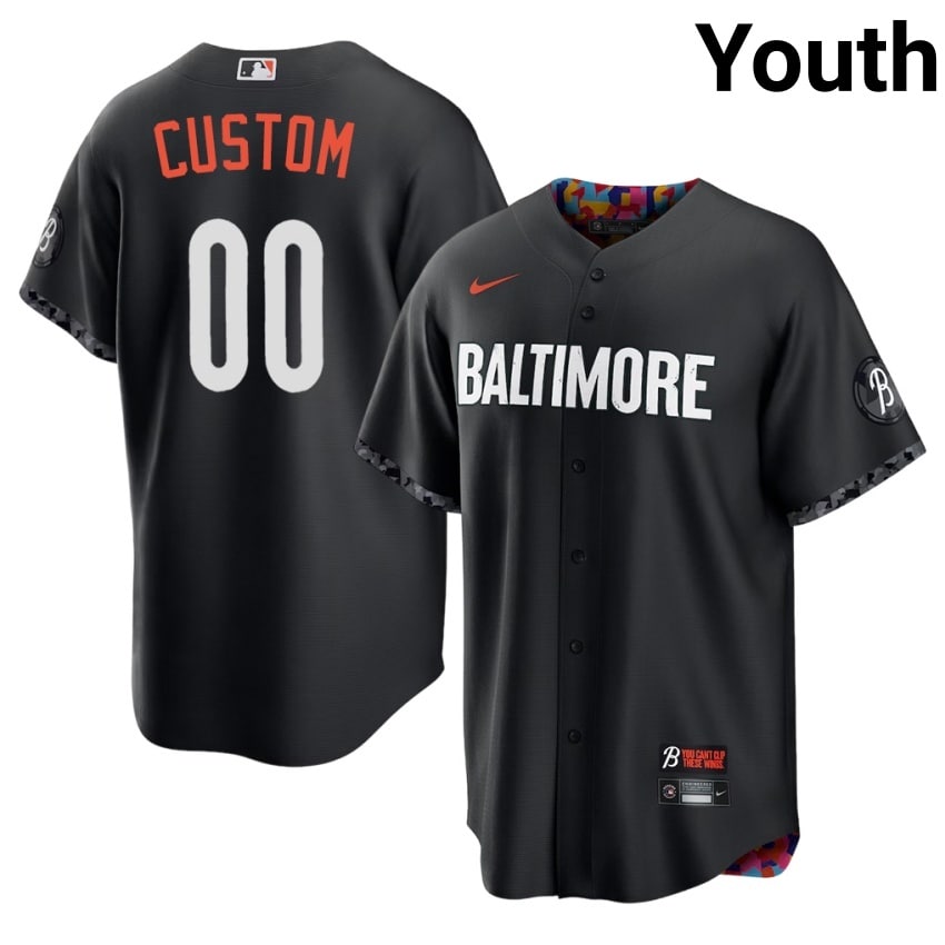 BAL O's Custom Black City Connect #00 Youth Authentic Jersey 748571-395