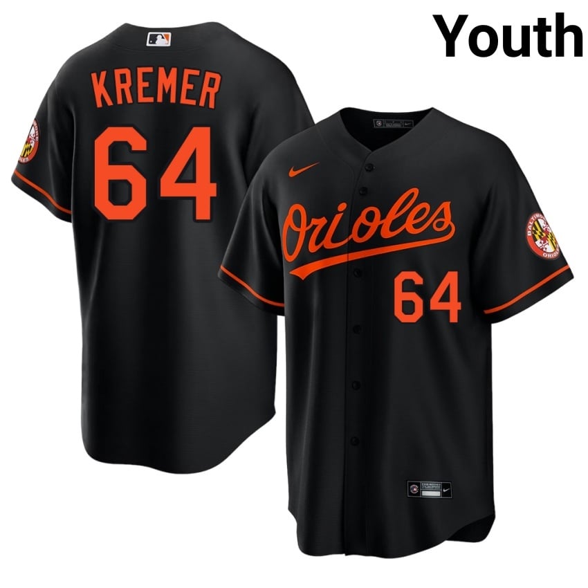 Baltimore Orioles Dean Kremer Black #64 Youth New Jerseys 112885-194