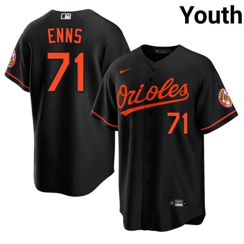 O's Dietrich Enns Black #71 Youth Popular Jersey 827456-658