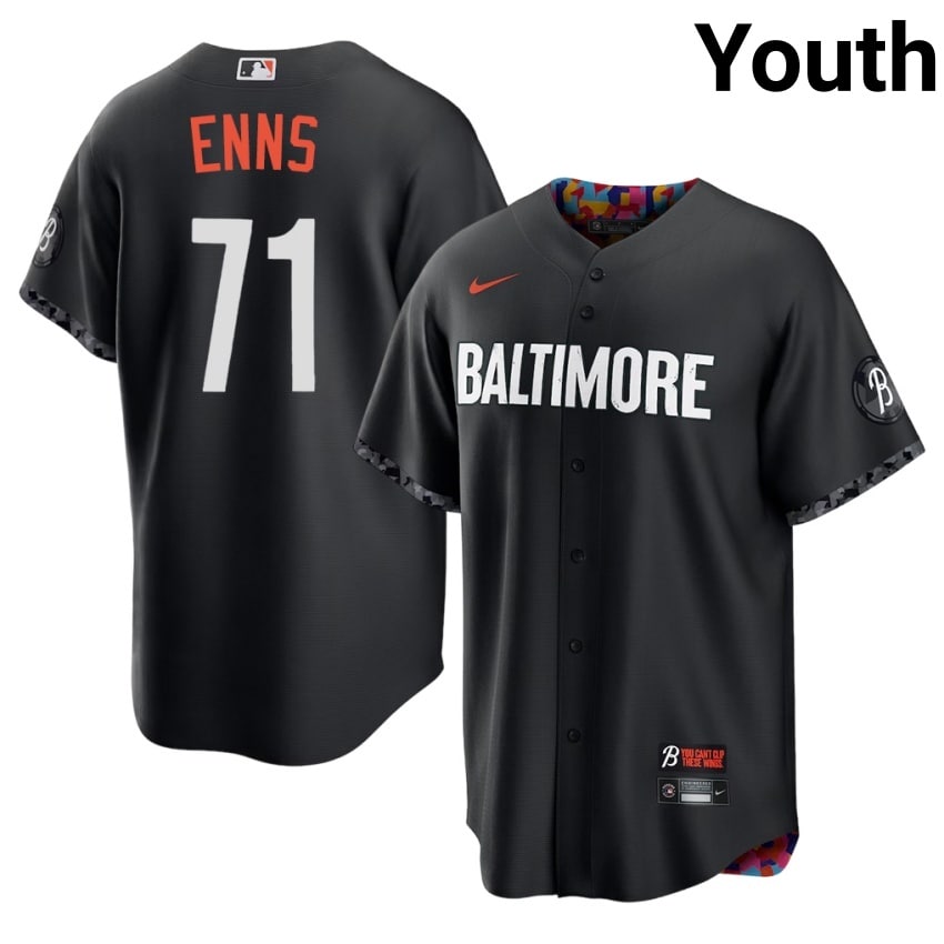 BAL Orioles Dietrich Enns Black City Connect #71 Youth Official Jersey 647604-352