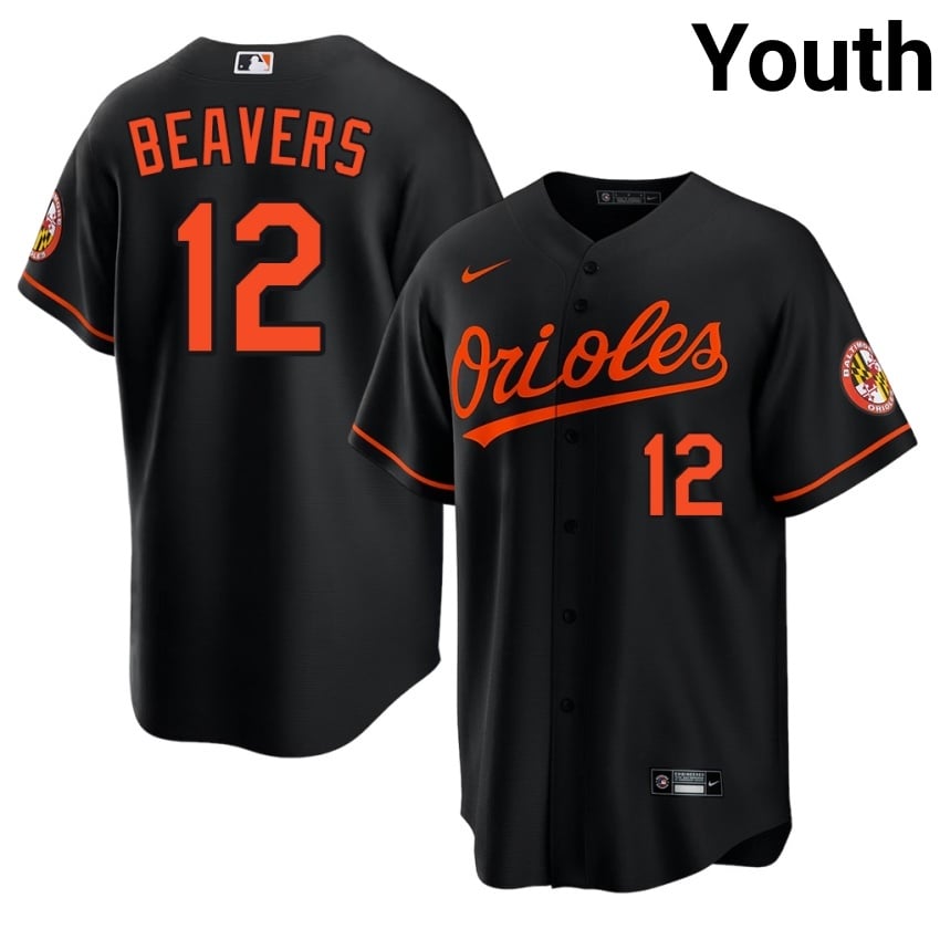 Baltimore Orioles Dylan Beavers Black #12 Youth MLB Jerseys 601574-965