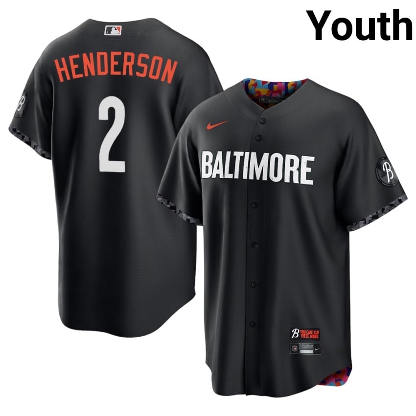 BAL O's Gunnar Henderson Black City Connect #2 Youth New Jersey 931928-700