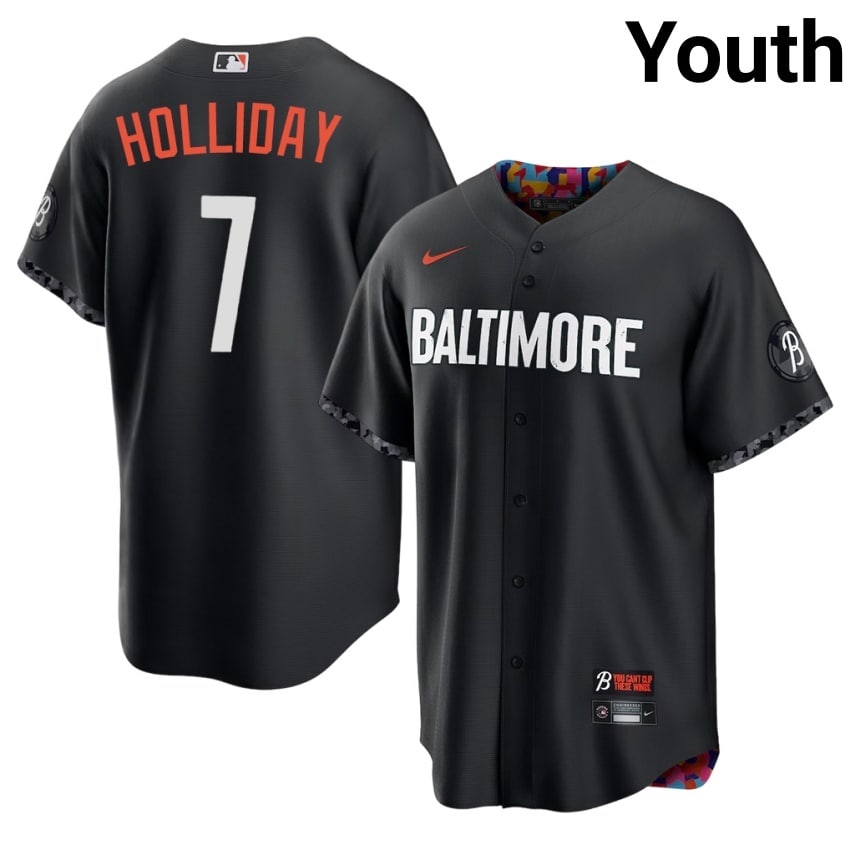 Baltimore Jackson Holliday Black City Connect #7 Youth Limited Jersey 385172-508
