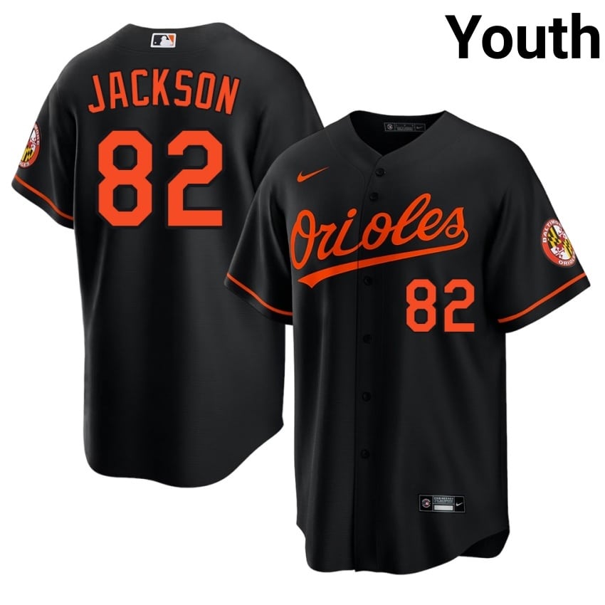 Baltimore O's Jeremiah Jackson Black #82 Youth Official Jersey 463731-100