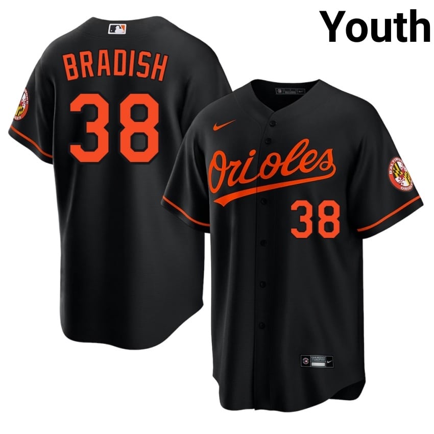 Orange Birds Kyle Bradish Black #38 Youth New Jerseys 414672-642