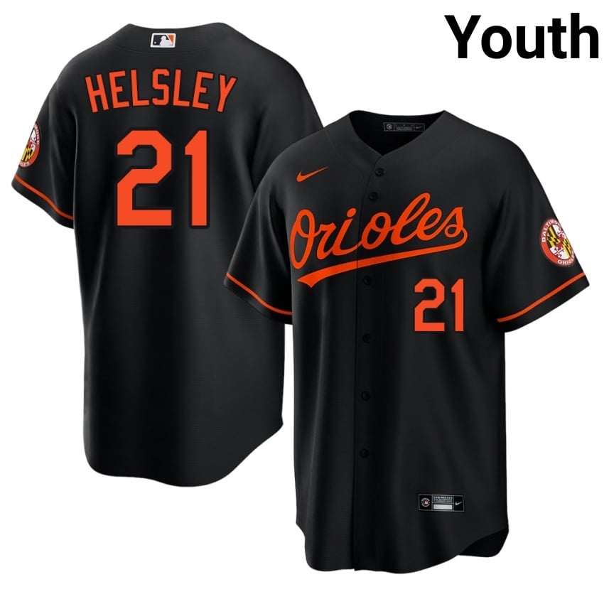 BAL O's Ryan Helsley Black #21 Youth MLB Jerseys 118217-558