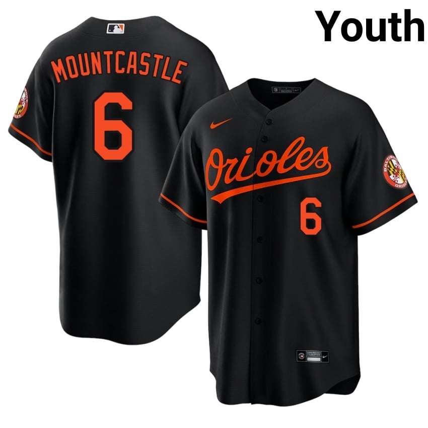 Baltimore Orioles Ryan Mountcastle Black #6 Youth Embroidery Jersey 177833-250