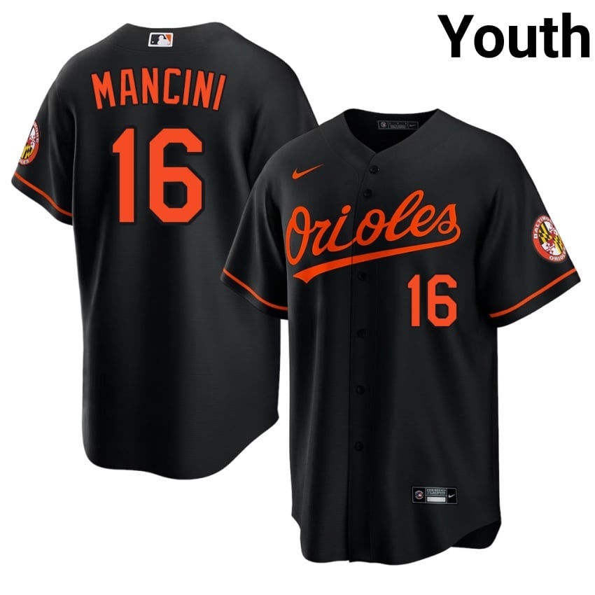 Birdland Trey Mancini Black #16 Youth Stitched Jerseys 351245-845