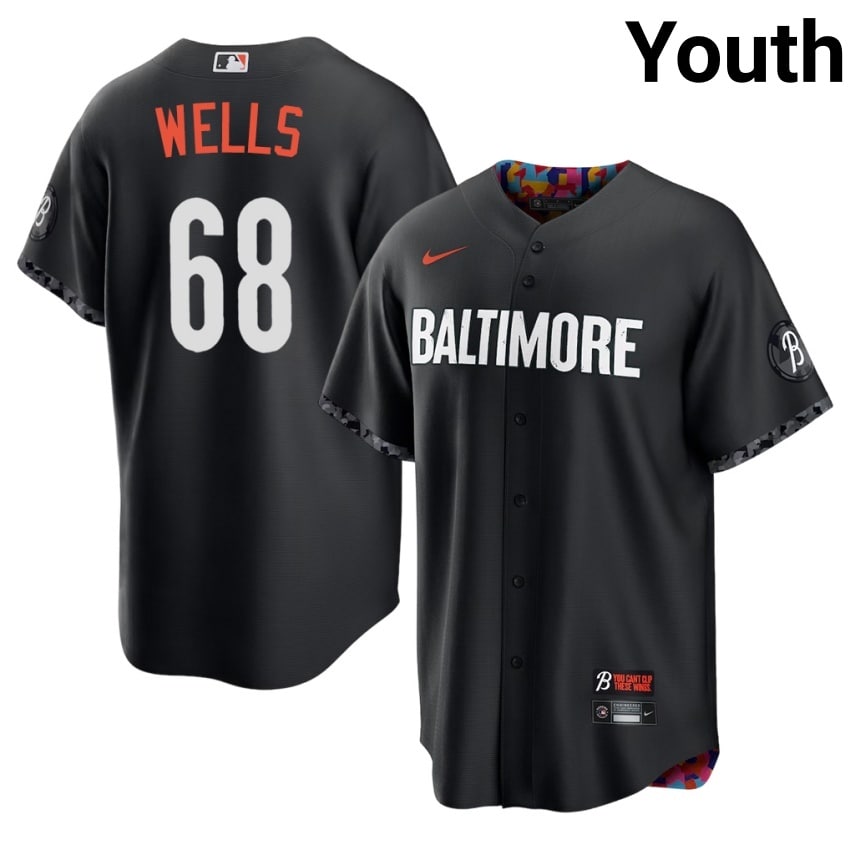 BAL Tyler Wells Black City Connect #68 Youth Replica Jerseys 543632-686